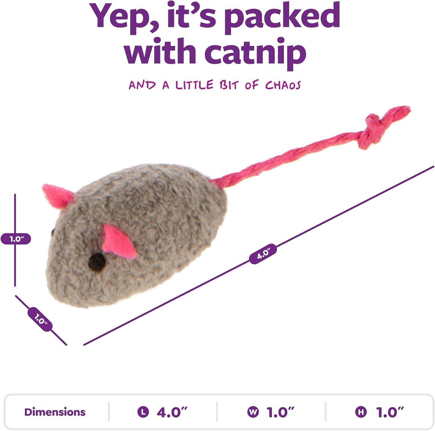 Skitter Critters Cat Toy Catnip Mice, 3/Pkg, Gray, Beige (39384)