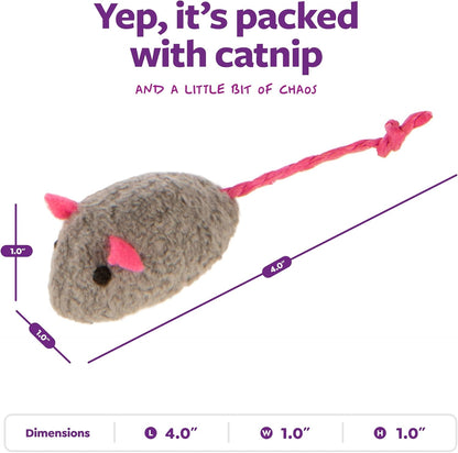 Skitter Critters Cat Toy Catnip Mice, 3/Pkg, Gray, Beige (39384)