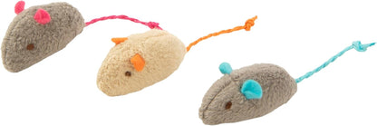 Skitter Critters Cat Toy Catnip Mice, 3/Pkg, Gray, Beige (39384)